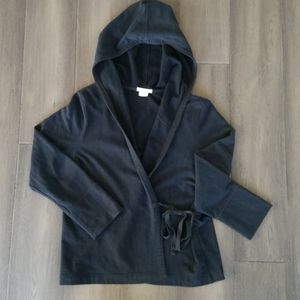 Leroy & Perry Black Hooded Wrap Top